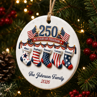 Personalized America 250th Anniversary Christmas Gifts - Real 3D Ceramic Ornament