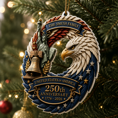 Joy 250 Years Of Freedom  - Real 3D Relief Ornament