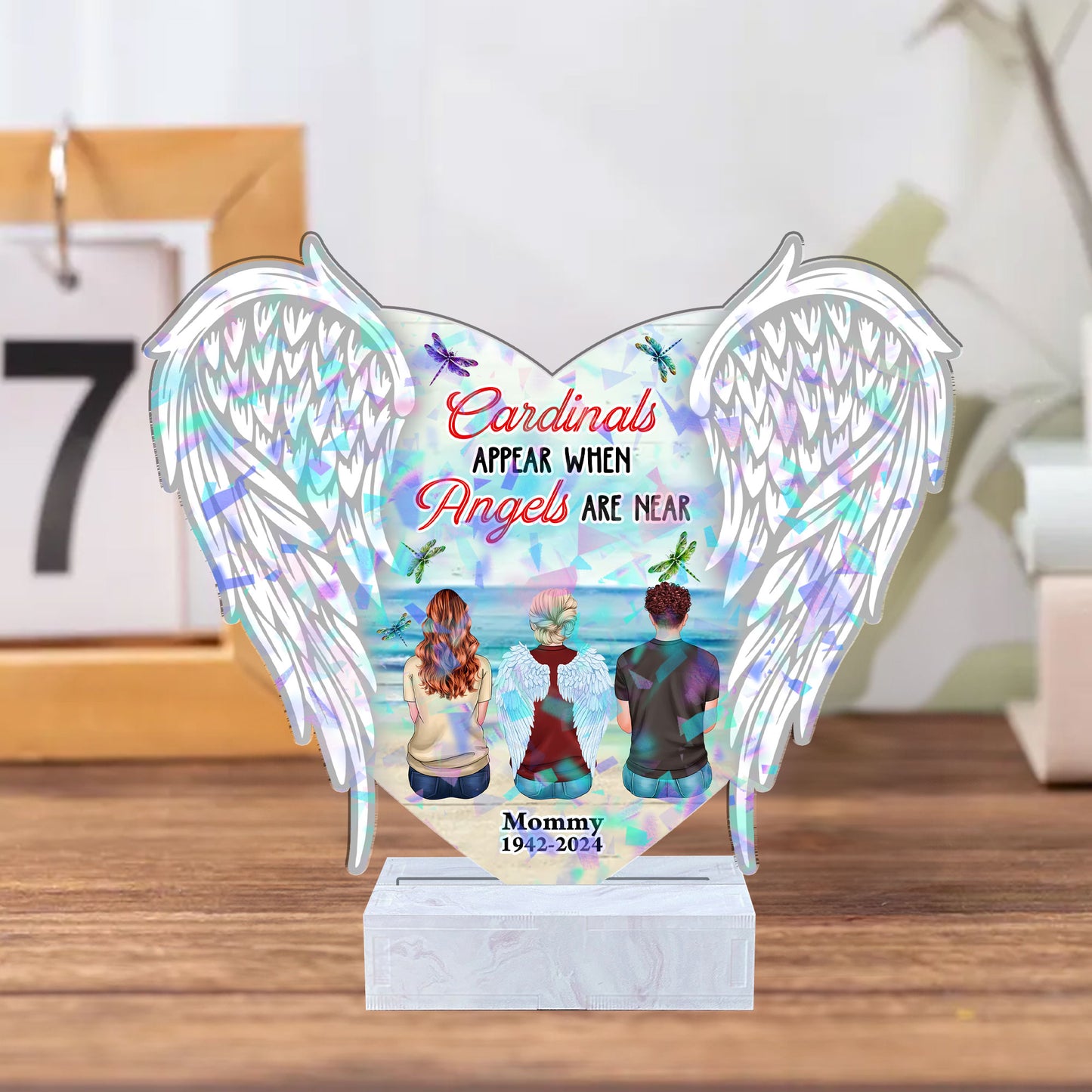 Personalized Cardinal Holographic Acrylic Photo Plaque - "Cardinals Appear When Angels Are Near"