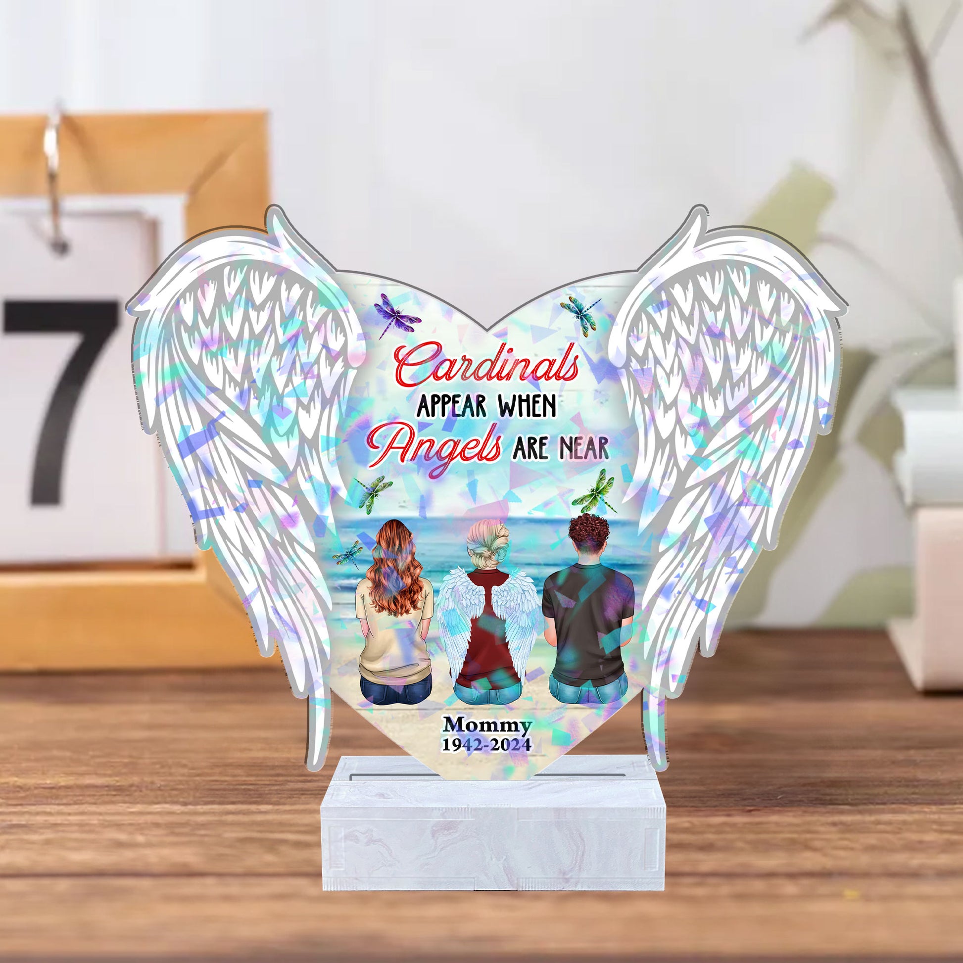 Personalized Cardinal Holographic Acrylic Photo Plaque - "Cardinals Appear When Angels Are Near"