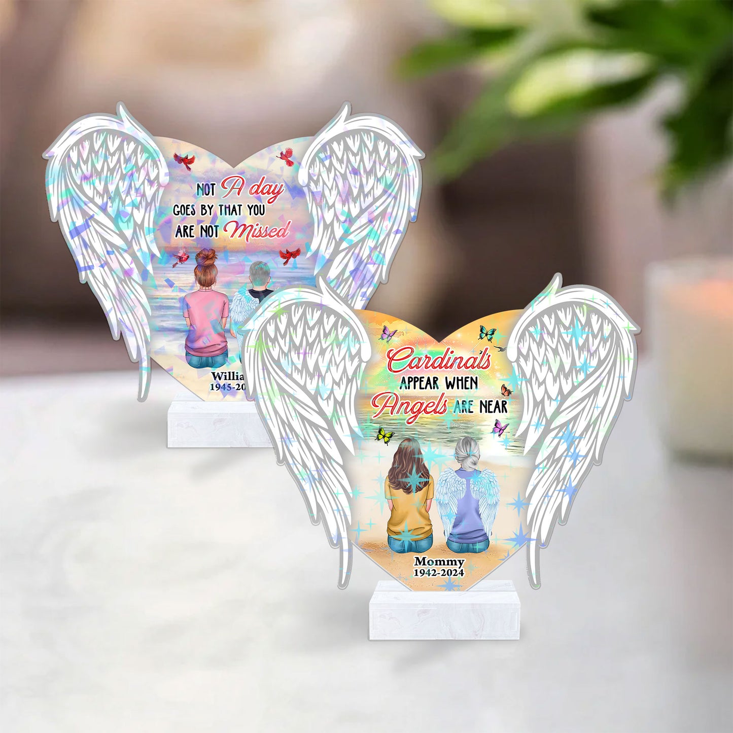 Personalized Cardinal Holographic Acrylic Photo Plaque - "Cardinals Appear When Angels Are Near"