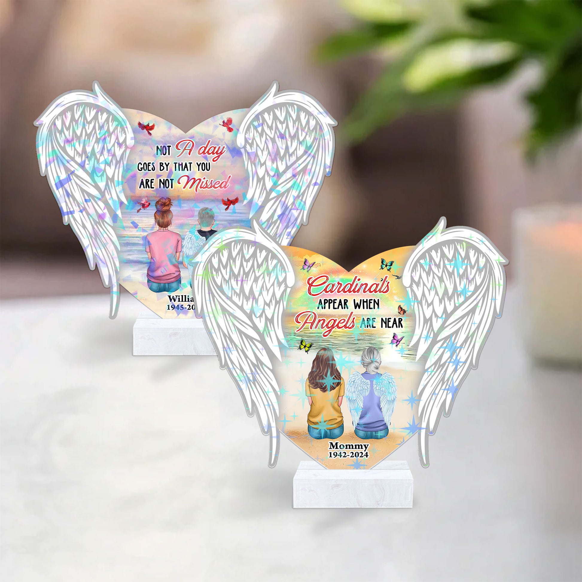 Personalized Cardinal Holographic Acrylic Photo Plaque - "Cardinals Appear When Angels Are Near"