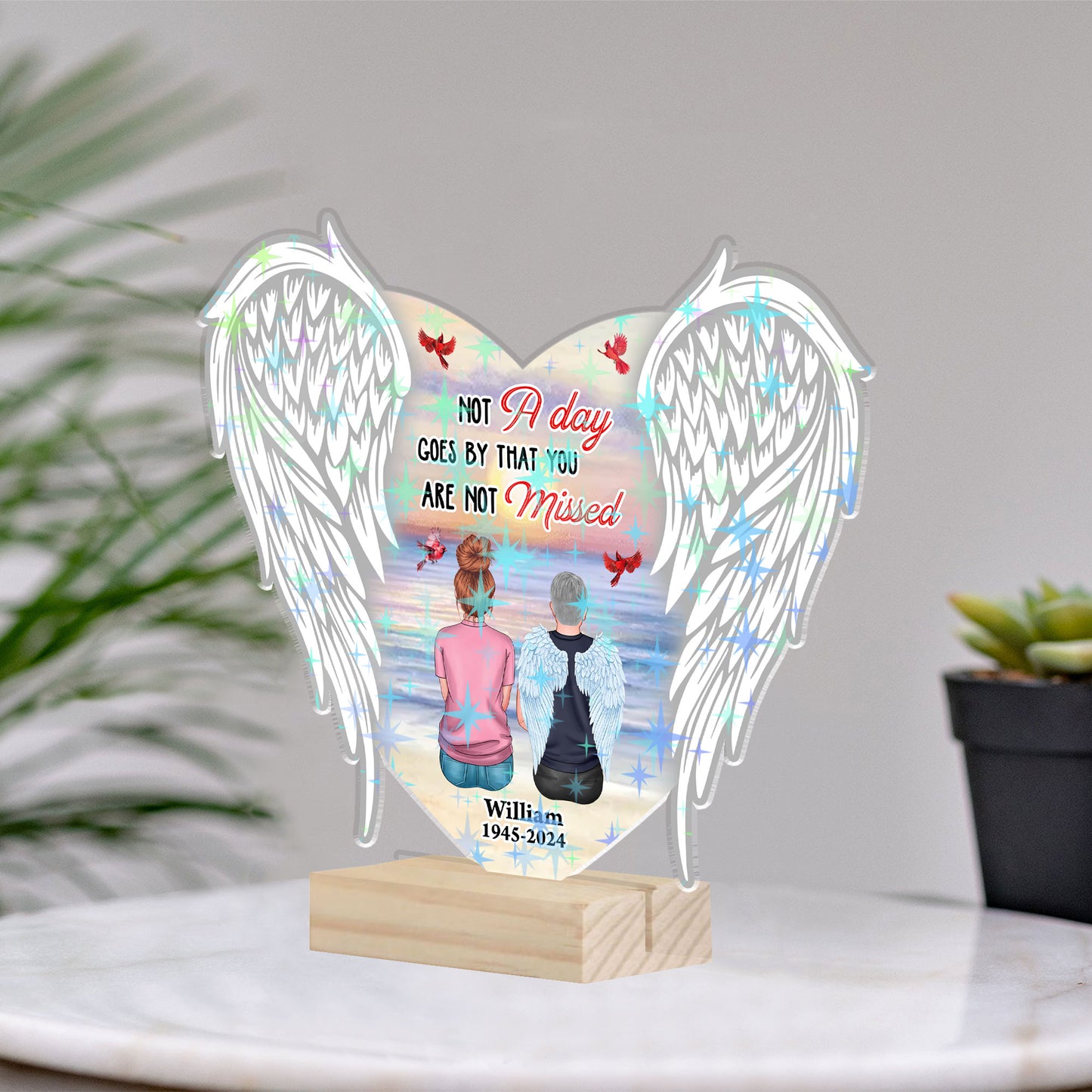 Personalized Cardinal Holographic Acrylic Photo Plaque - "Cardinals Appear When Angels Are Near"