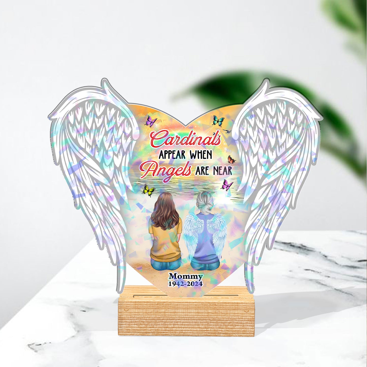 Personalized Cardinal Holographic Acrylic Photo Plaque - "Cardinals Appear When Angels Are Near"
