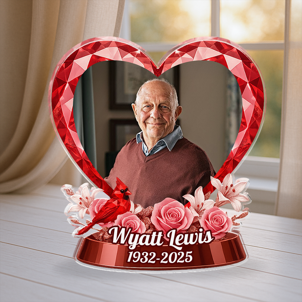 Cardinal in Loving Memory Personalized Acrylic Memorial Plaque