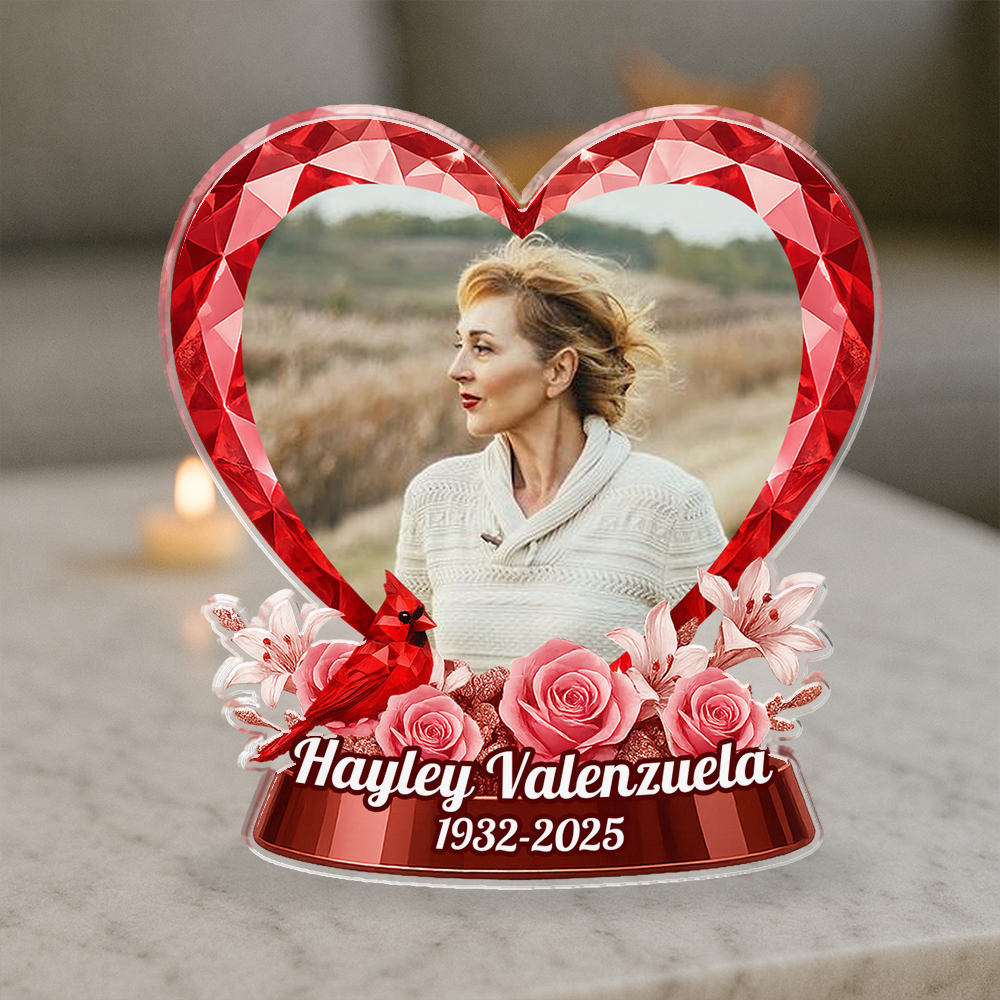 Cardinal in Loving Memory Personalized Acrylic Memorial Plaque
