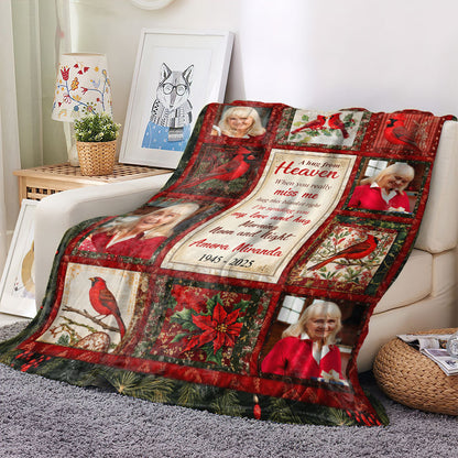 A Hug From Heaven Cardinal - Memorial Personalized Custom Blanket - Sympathy Gift