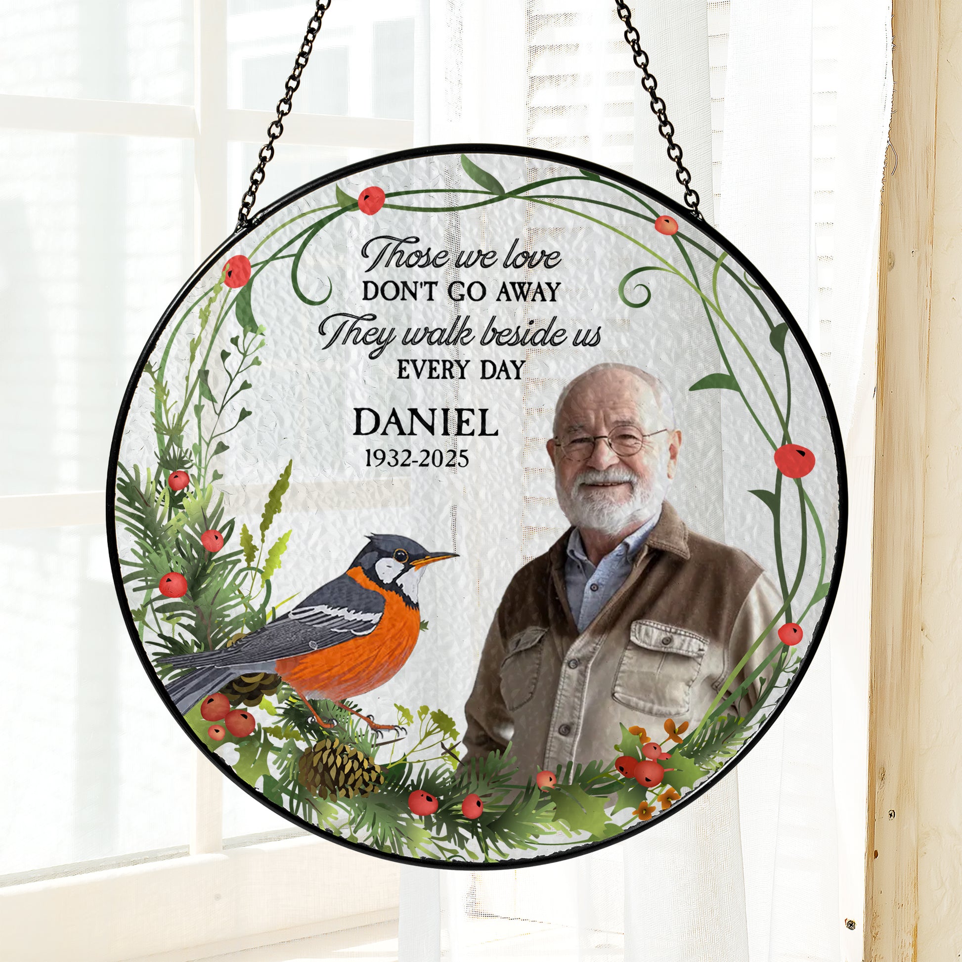 Personalized Cardinals Appear When You Are Near Photo Stained Glass Suncatcher