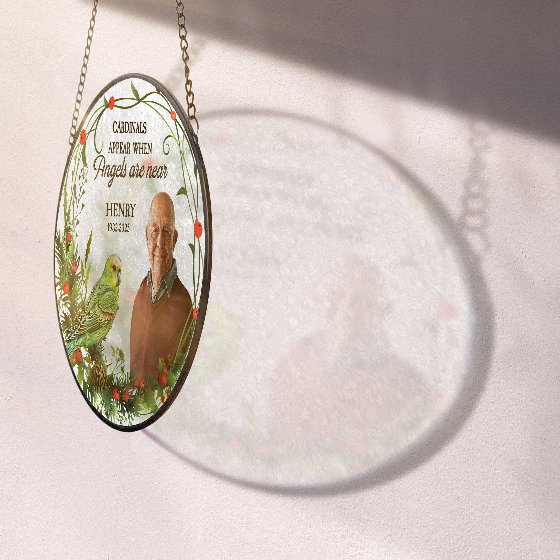 Personalized Cardinals Appear When You Are Near Photo Stained Glass Suncatcher