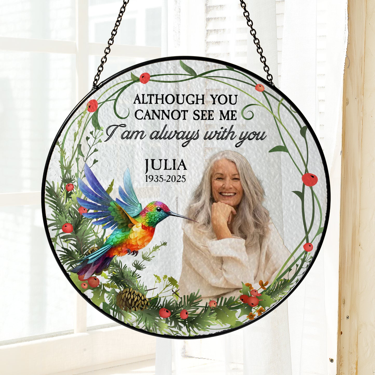 Personalized Cardinals Appear When You Are Near Photo Stained Glass Suncatcher