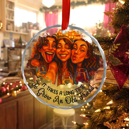 Personalized custom glass ornament with cartoon portrait, perfect Christmas gift.
