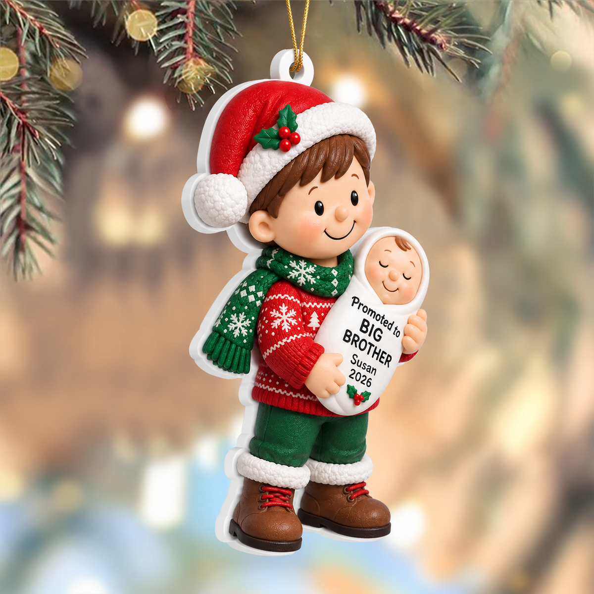Big Brother Big Sister Merry Christmas - Real 3D Relief Ornament