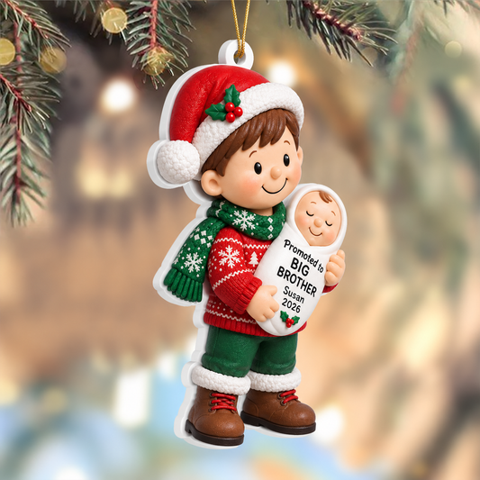 Big Brother Big Sister Merry Christmas - Real 3D Relief Ornament