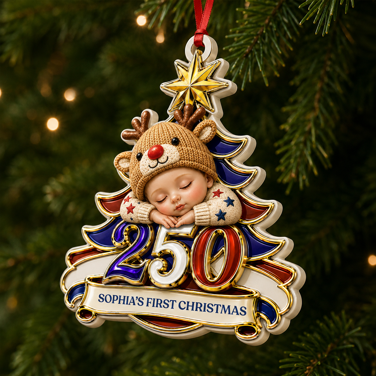 Newborn 250 Years Of Freedom United States Of America - Real 3D Relief Ornament