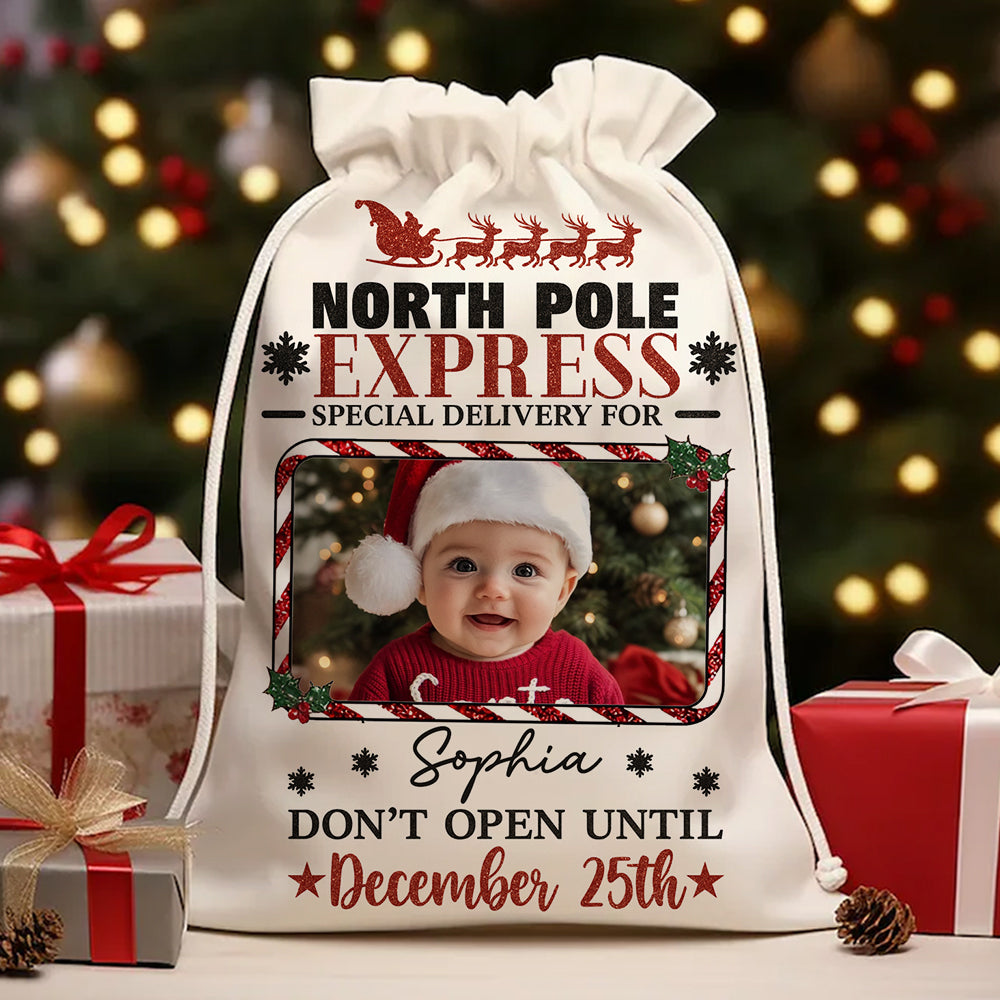 Christmas Express Christmas Bag, personalized gift sack for family.