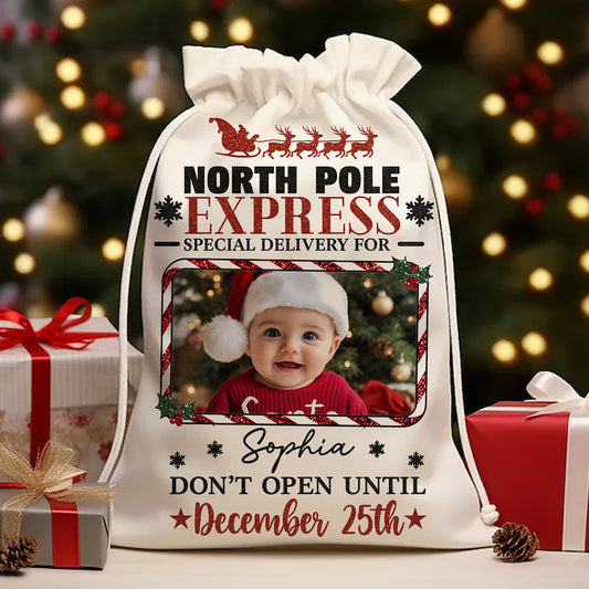 Christmas Express Christmas Bag, personalized gift sack for family.