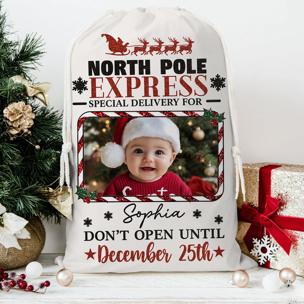 Christmas Express Christmas Bag, personalized gift sack for family.