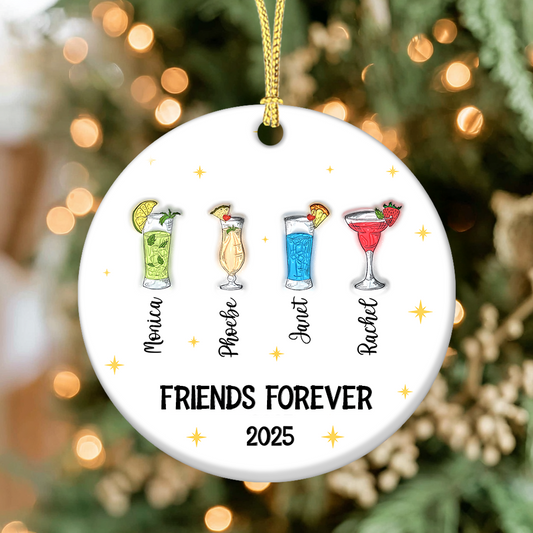Personalized Christmas "Friends Forever" Wine Ornament with 3D effect.