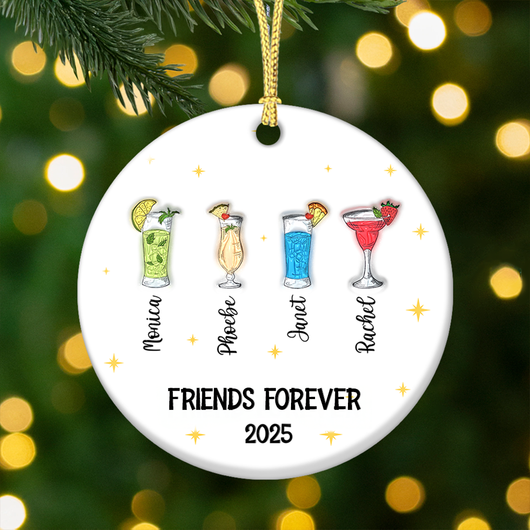 Personalized Christmas "Friends Forever" Wine Ornament with 3D effect.