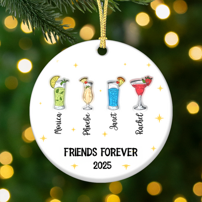Personalized Christmas "Friends Forever" Wine Ornament with 3D effect.