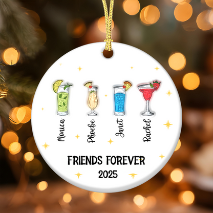 Personalized Christmas "Friends Forever" Wine Ornament with 3D effect.