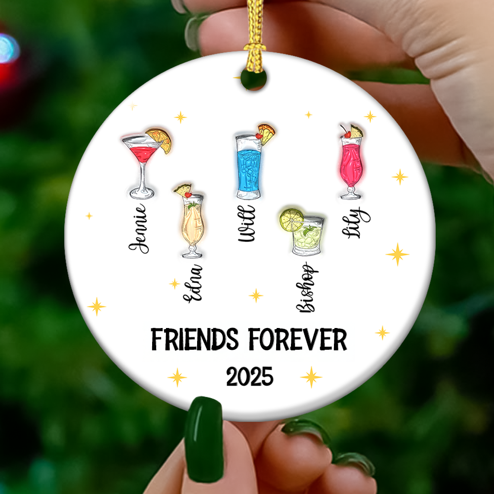 Personalized Christmas "Friends Forever" Wine Ornament with 3D effect.