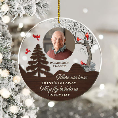Christmas in Heaven personalized window suncatcher ornament with memorial poem and cardinal.