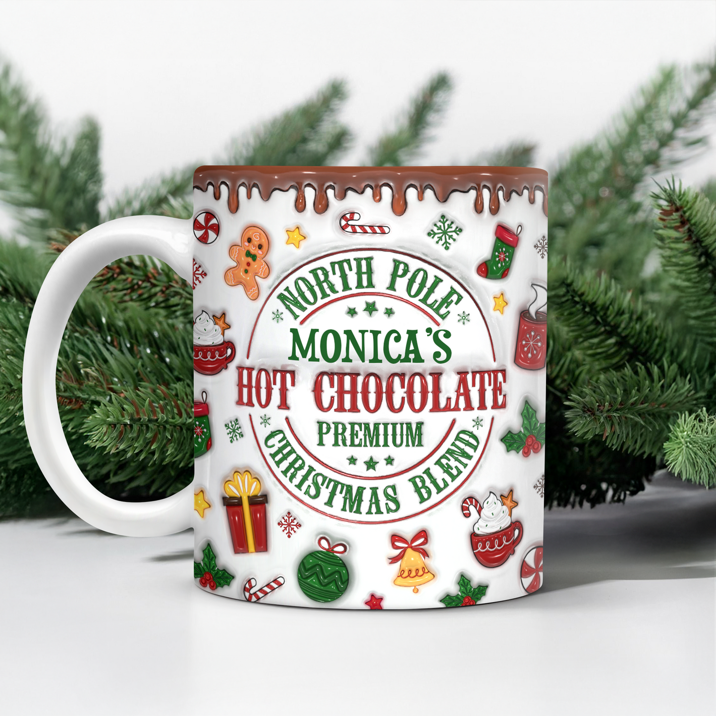 Christmas mug wrap bundle with 3D inflated designs for sublimation printing.