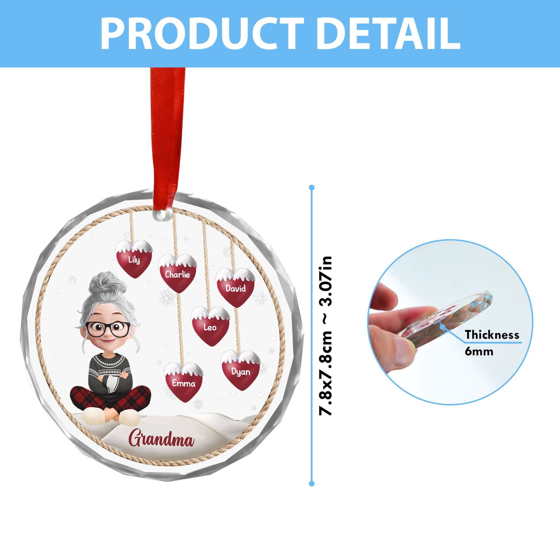 Personalized Snowman Grandma Christmas Ornament - a unique, custom holiday gift.