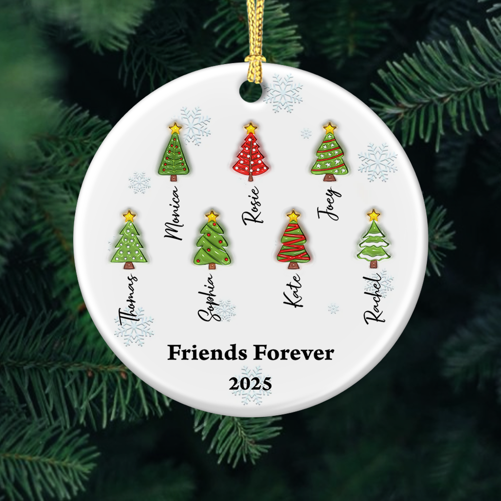 Personalized 3D Christmas Tree Family Ornament, a custom ceramic keepsake for the holidays.