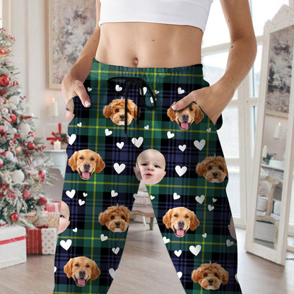 Personalized Christmas pajama pants with custom face photo. A unique Christmas gift idea.