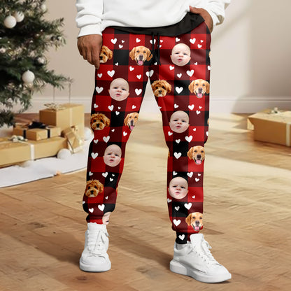 Personalized Christmas pajama pants with custom face photo. A unique Christmas gift idea.