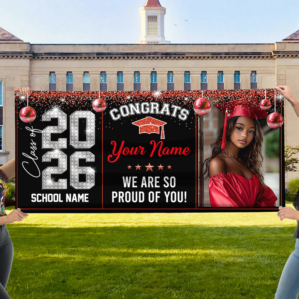 Class Of 2026 Diamond Graduate Style Personalized Banner - Graduation Decor