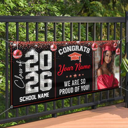 Class Of 2026 Diamond Graduate Style Personalized Banner - Graduation Decor