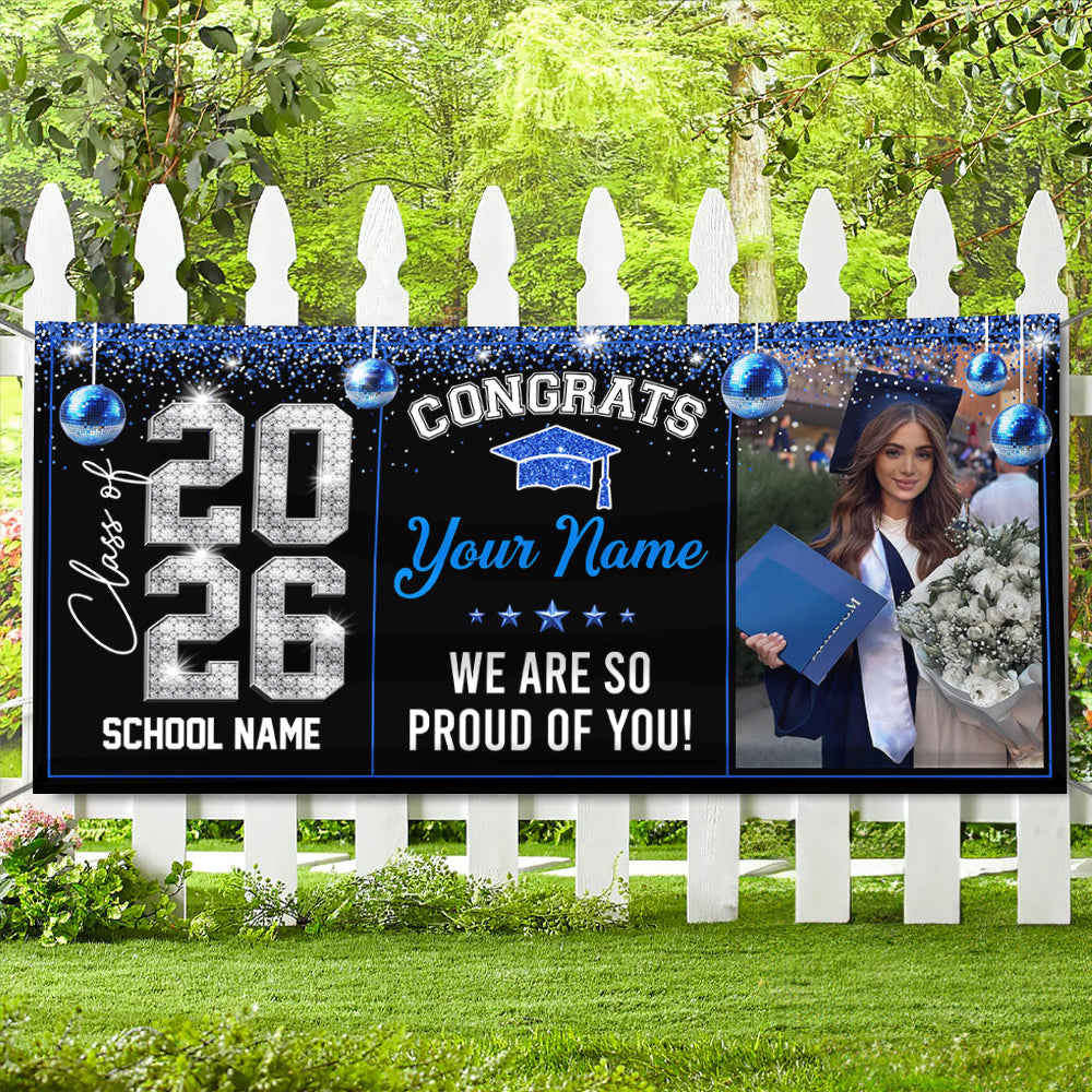 Class Of 2026 Diamond Graduate Style Personalized Banner - Graduation Decor
