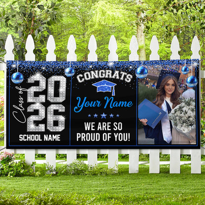 Class Of 2026 Diamond Graduate Style Personalized Banner - Graduation Decor