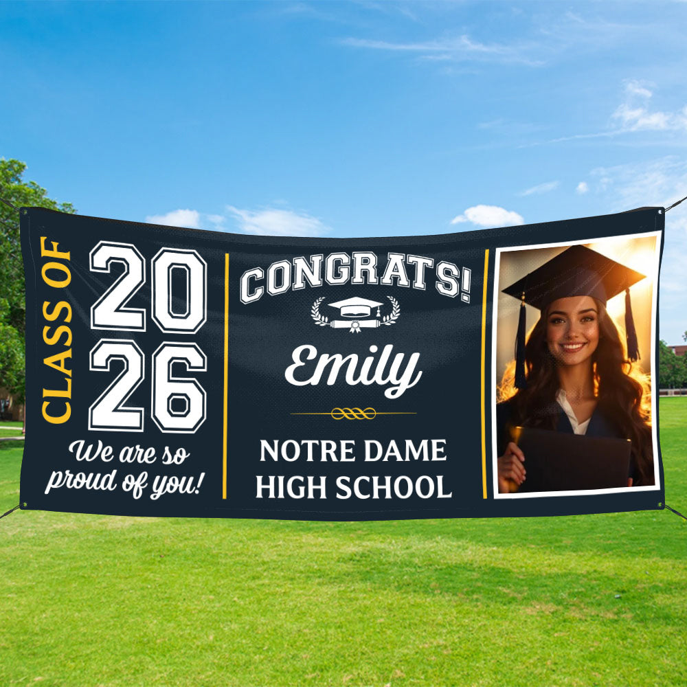 Class Of 2026 Graduate Modern Style Personalized Banner - Graduation Decor