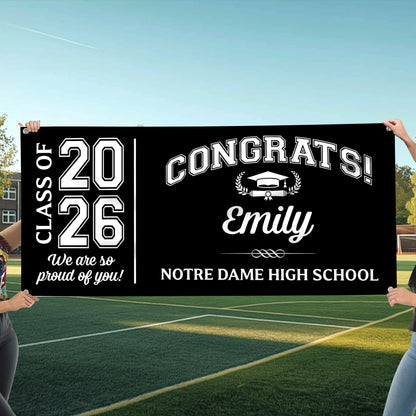 Class Of 2026 Graduate Modern Style Personalized Banner - Graduation Decor