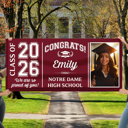 Class Of 2026 Graduate Modern Style Personalized Banner - Graduation Decor