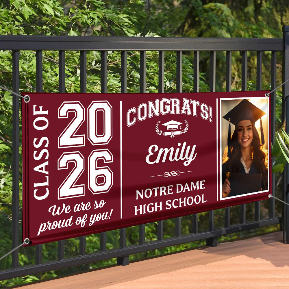 Class Of 2026 Graduate Modern Style Personalized Banner - Graduation Decor