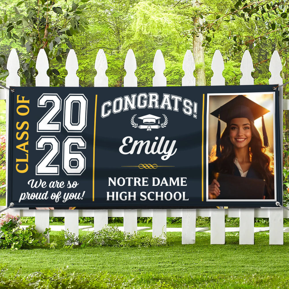 Class Of 2026 Graduate Modern Style Personalized Banner - Graduation Decor