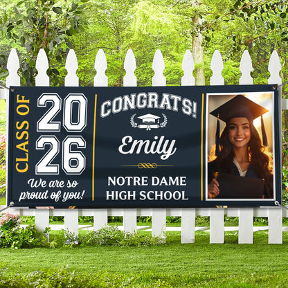 Class Of 2026 Graduate Modern Style Personalized Banner - Graduation Decor