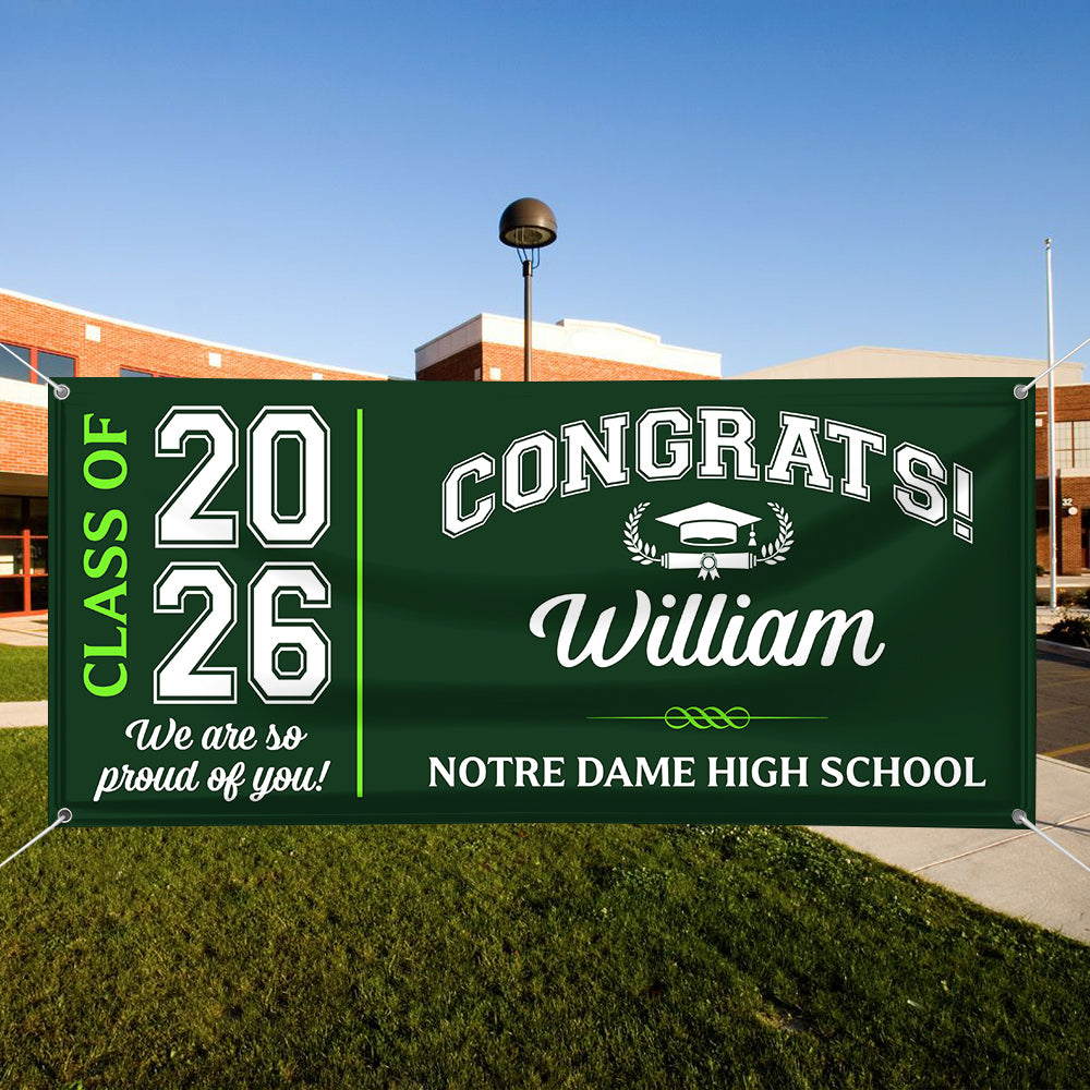 Class Of 2026 Graduate Modern Style Personalized Banner - Graduation Decor