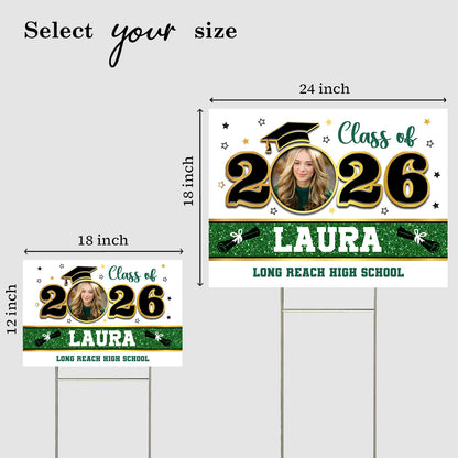 Class Of 2026 Lawn Sign, Graduation Gift - Personalized Graduation Yarn Sign With Stake