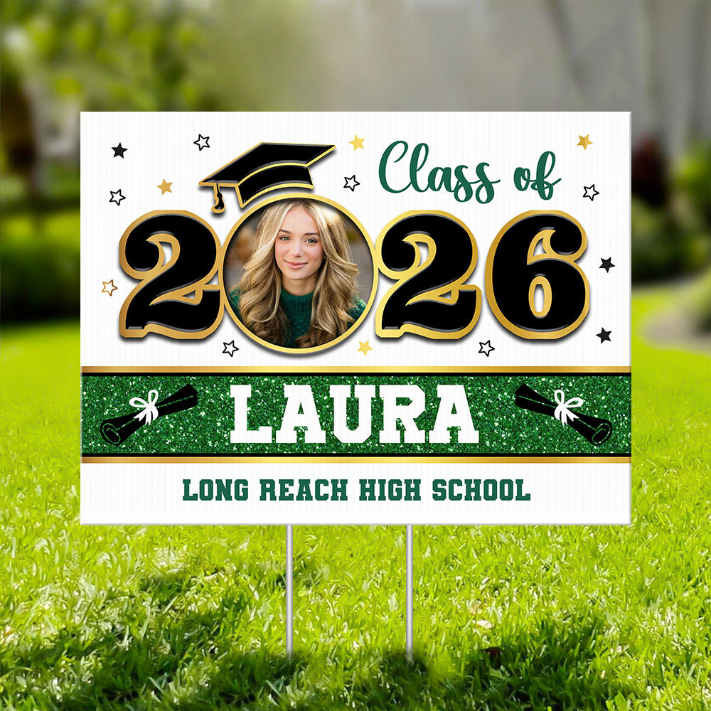 Class Of 2026 Lawn Sign, Graduation Gift - Personalized Graduation Yarn Sign With Stake