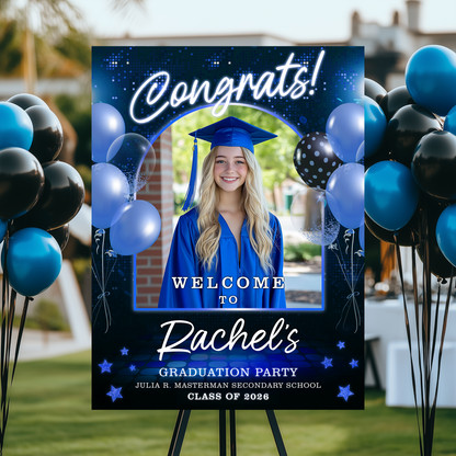 Class of 2026 Personalized Graduation Welcome Sign with custom photo. A great graduation gift idea.