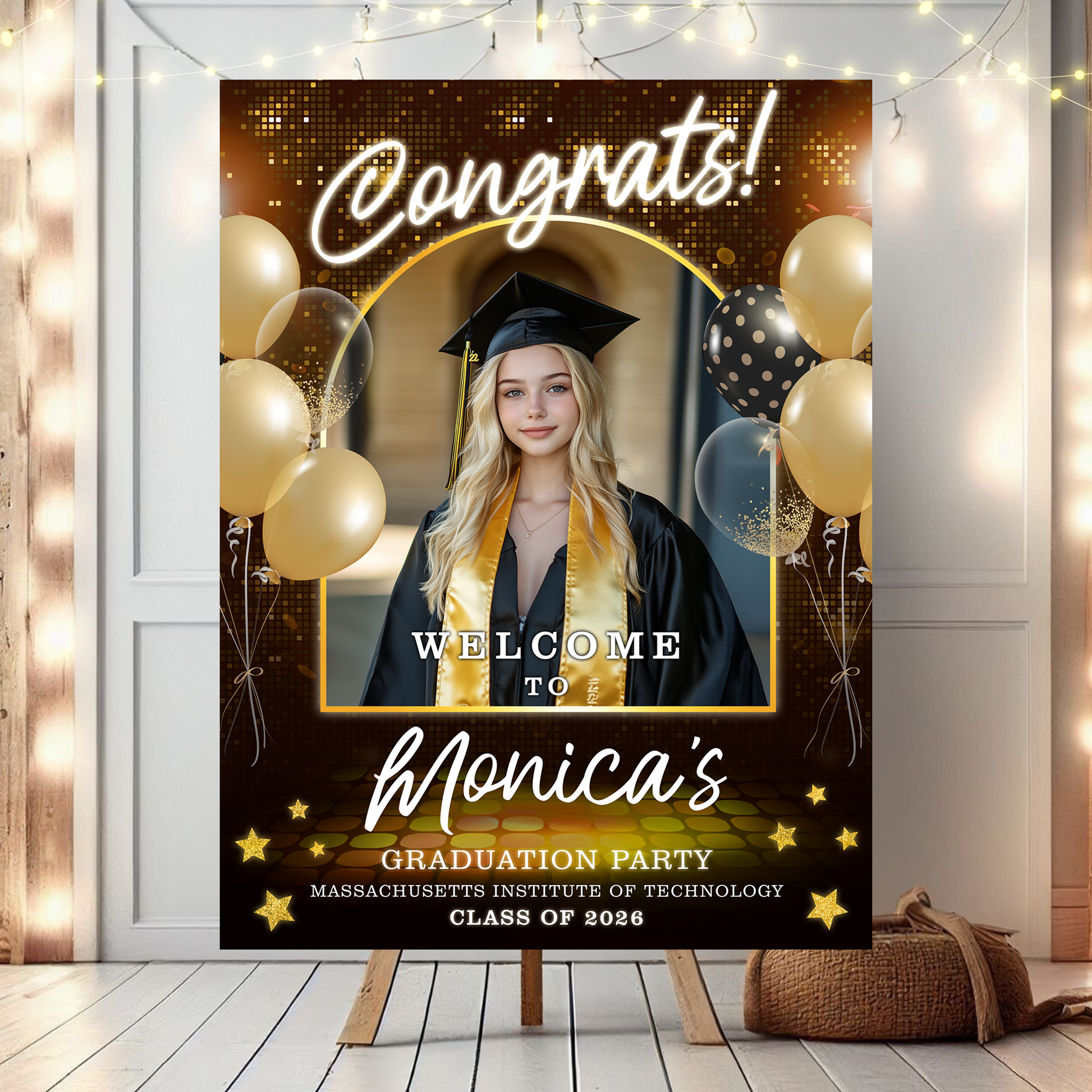 Class of 2026 Personalized Graduation Welcome Sign with custom photo. A great graduation gift idea.