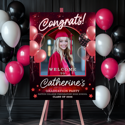 Class of 2026 Personalized Graduation Welcome Sign with custom photo. A great graduation gift idea.