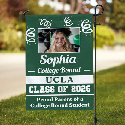 Personalized College Bound Graduation Garden Flag - Class of 2026, with [Sport] design.