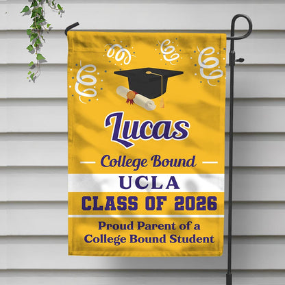 Personalized College Bound Graduation Garden Flag - Class of 2026, with [Sport] design.